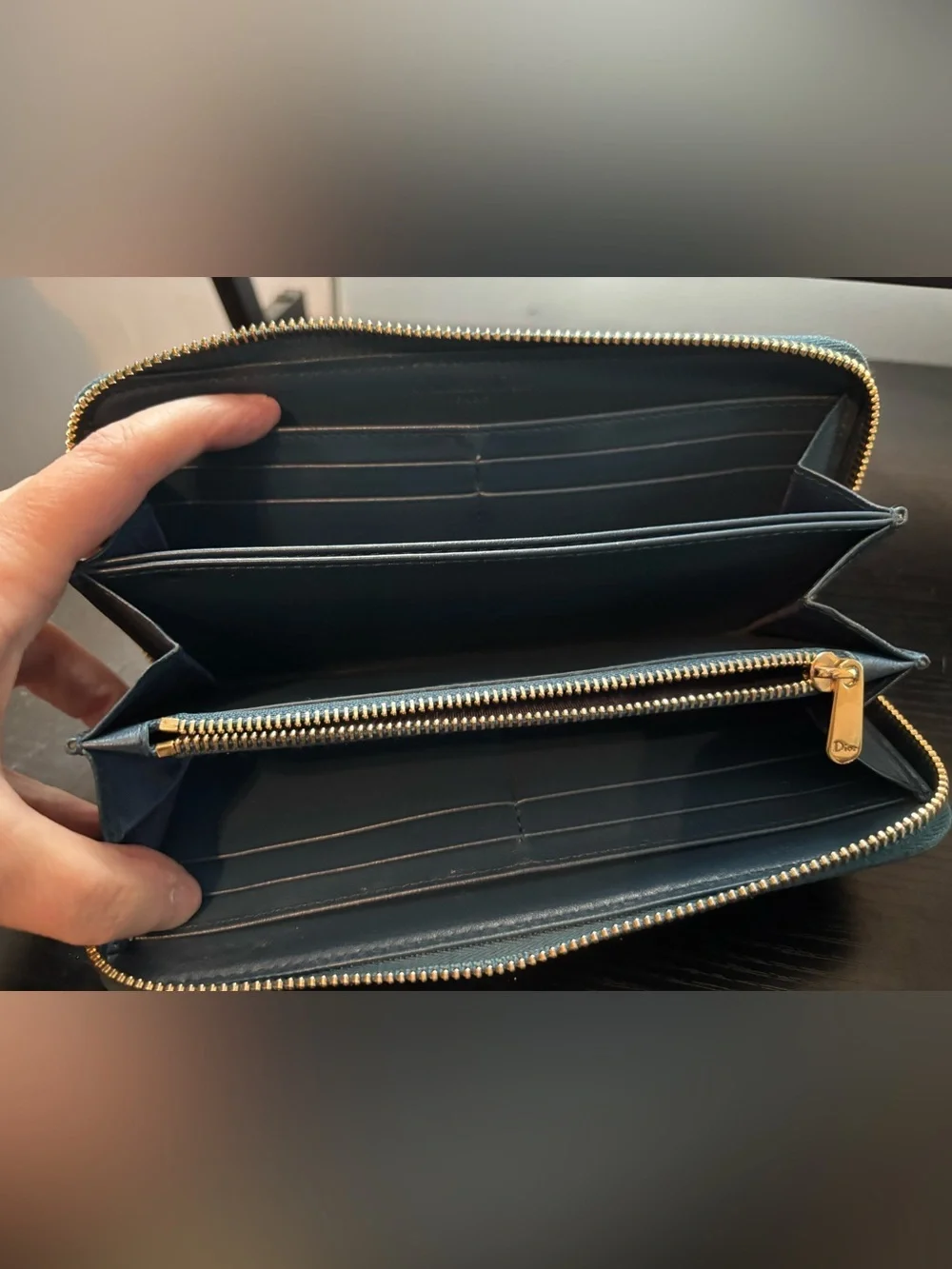 Authentic Christian Dior Lady Dior Voyageur Wallet Cloud Blue/Celeste Cannage